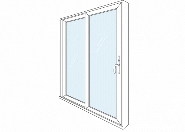 Animated diagram of a Skizo uPVC custom patio door